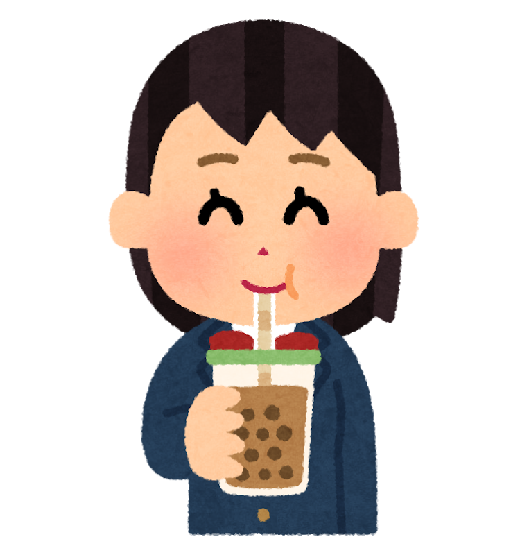 タピオカティーを飲む人のイラスト